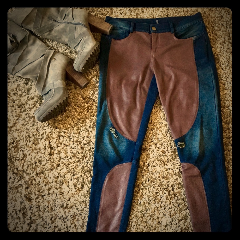 Liberty Garden Faux Leather Zipper Ankle Jeggings